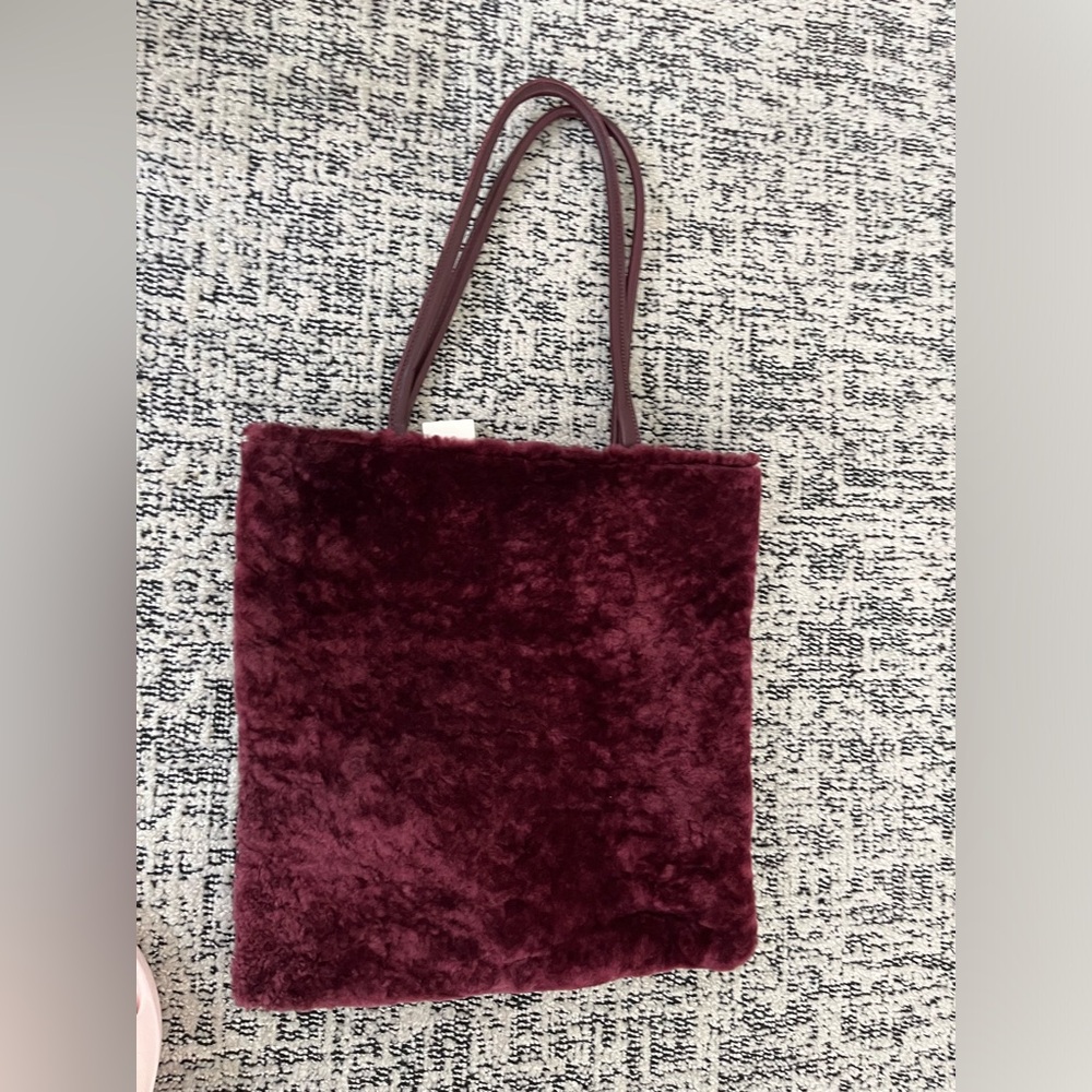NWT Primecut burgundy shearling tote bag from Anthropologie